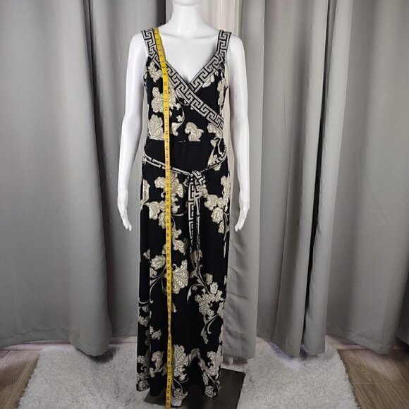 APT. 9 Floral Paisley, Black Tan Grecian Women's Belted Maxi Dress Size Small - Picture 5 of 11